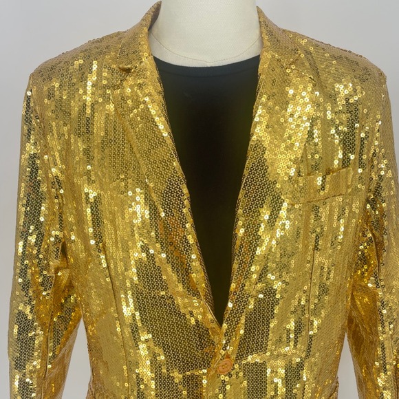 NWT Suitmeister Gold Sequin Blazer Jacket - Mens Medium - Party, Costume - Picture 1 of 11